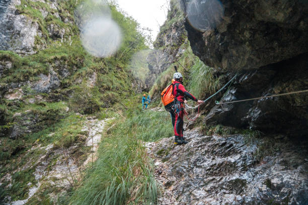 istock Diverse Friends and Caucasian Guide Canyoning Adventure 1822485899
