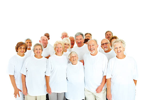 istock Group of happy senior people standing together 182248816