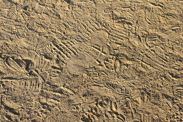 abstract background of sand footprints stock photo