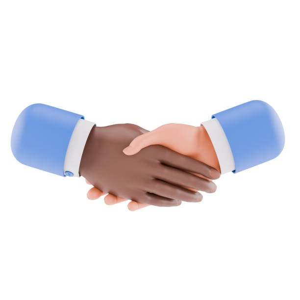 istock 3D Render of Multiracial Handshake with Blue Sleeves 1822496302