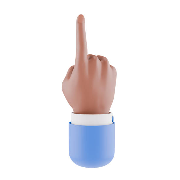 istock 3D Render of Hand Pointing Upward with Blue Sleeve 1822496317