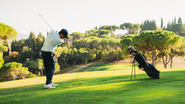Stop motion of a professional golf player on the golf course