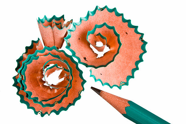 Short pencil and long crayon trace against white background