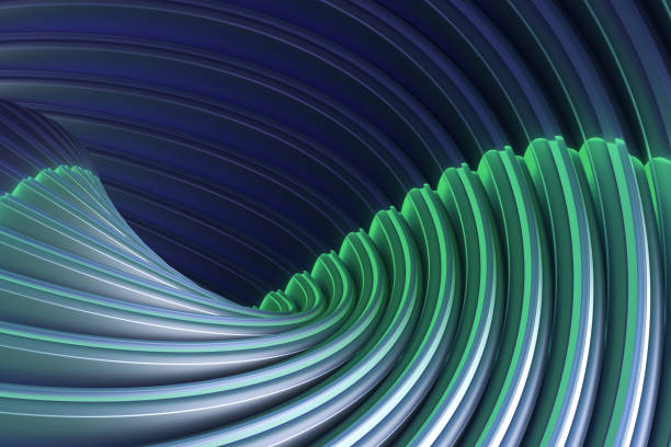 istock 3D geometric lines abstract background, blue and green gradients lined shapes. 1822500082
