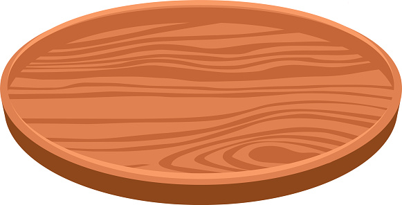 Wooden Plate Utensil Vector Illustration