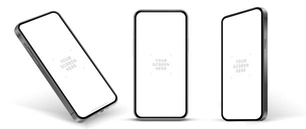 istock 3D realistic high quality smartphone mockup with isolated background. Smart phone mockup collection. Device front view. 3D mobile phone with shadow on white background. 1822503497