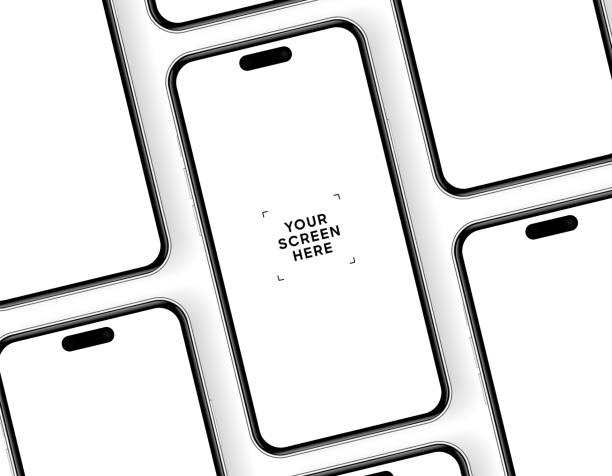 istock 3D realistic high quality smartphone mockup with isolated background. Smart phone mockup collection. Device front view. 3D mobile phone with shadow on white background. 1822503520