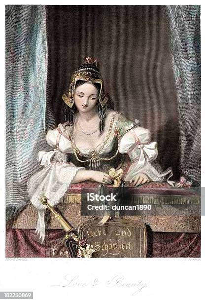 Piękna Młoda Kobietamiłość I Piękno - Stockowe grafiki wektorowe i więcej obrazów XVII wiek - XVII wiek, Tylko kobiety, XVI wiek