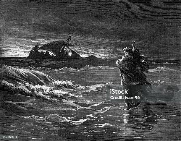 Jesus Marchant Sur La Mer Vecteurs libres de droits et plus d'images vectorielles de Gustave Doré - Gustave Doré, Bible, Jésus-Christ