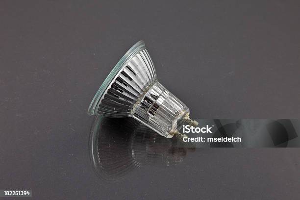 Halogen Spot White Lightbulb Stock Photo - Download Image Now - Light Bulb, Spotted, Black Background