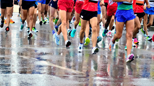 istock Marathon Runners on a Rainy Day 1822515382