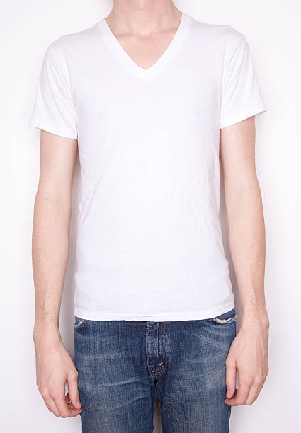 Blank White V-Neck Crop stock photo