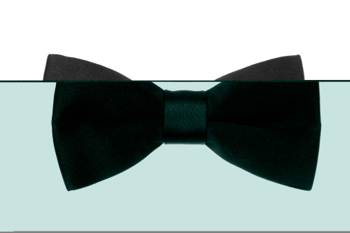 Black bow tie on white.