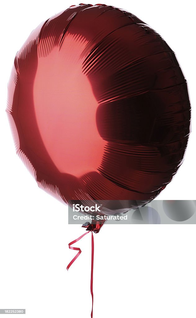 Lamella palloncino rosso con nastro coordinato - Foto stock royalty-free di Palloncino