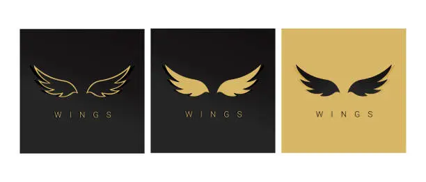 Vector illustration of Wings logo set in different colors. Vector illustration