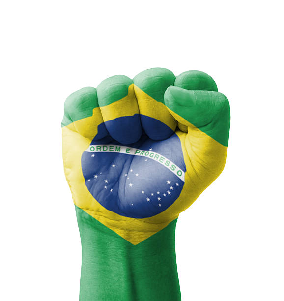 Fist of Brazil flag painted, multi purpose concept stock photo