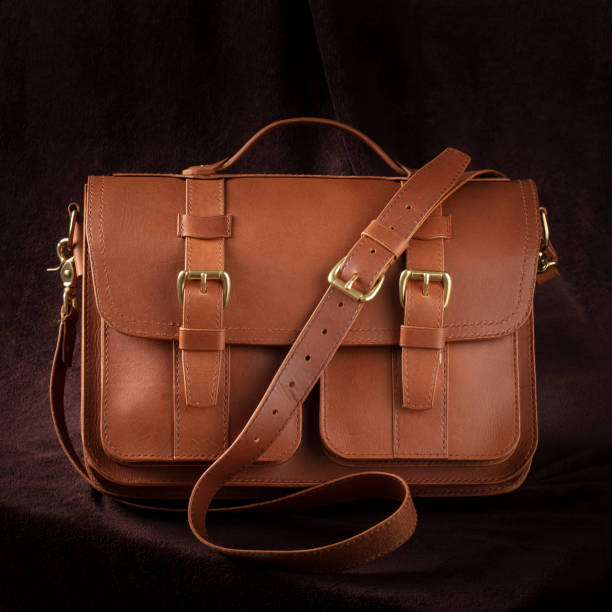 istock Brown briefcase bag made of genuine leather. 1822542085