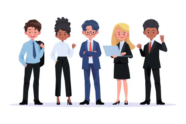 Vector illustration of Group of business men and women, working people. Business team and teamwork concept. Flat design people characters.