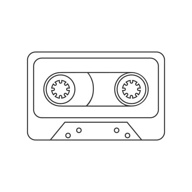 Vector illustration of Cassette tape line icon. Vector illustration flat sign