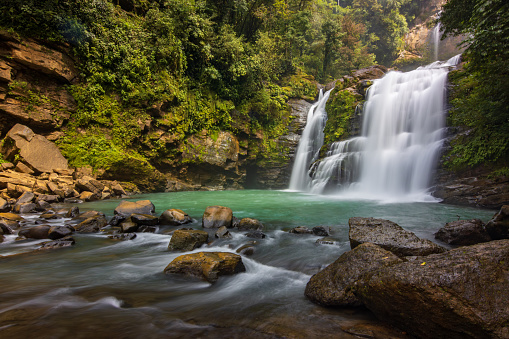 The beautiful Nauyaca waterfall in Nauyaca Waterfall Nature Park (Costa Rica)