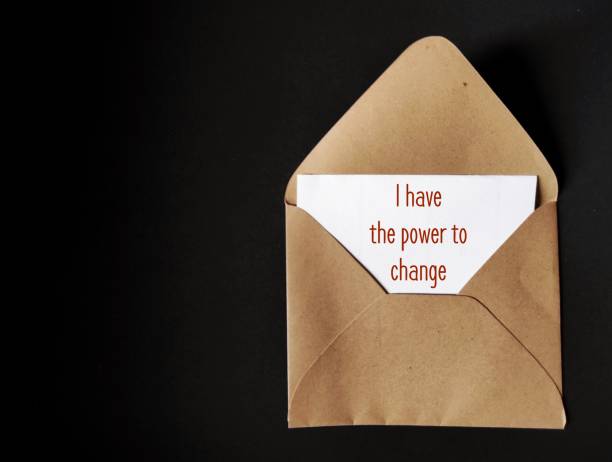 istock Message in craft envelope I have the power to change - positive affirmations to beat negative self talk, create growth mindset ,focus on going forward 1822553474