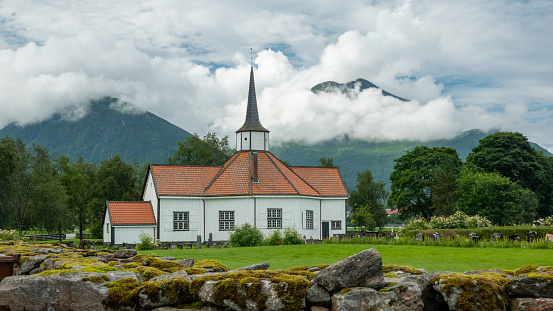 A church in hexagonal shape, characteristic of parts of central Norway. Photo was made in Tresfjord