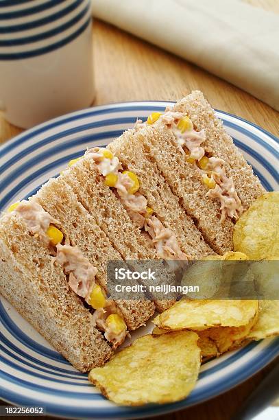 Tuna And Sweetcorn Sandwich Snack Stock Photo - Download Image Now - French Fries, Healthy Lifestyle, Lifestyles