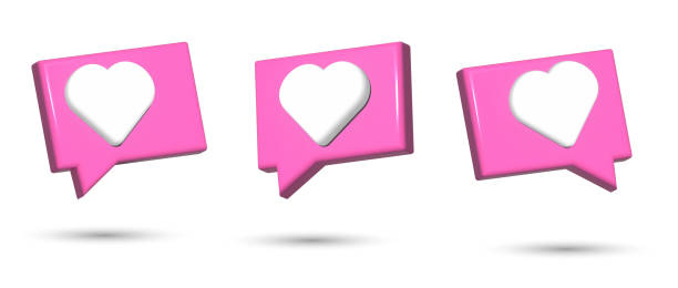 istock Virtual pink icon with white heart for social network, like notification. 3D rendering illustration 1822561935