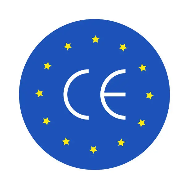 Vector illustration of Euro standard. Europe CE marking. Sticker on product packaging. European manufacturer quality certificate. Vector illustration. EPS 10.
