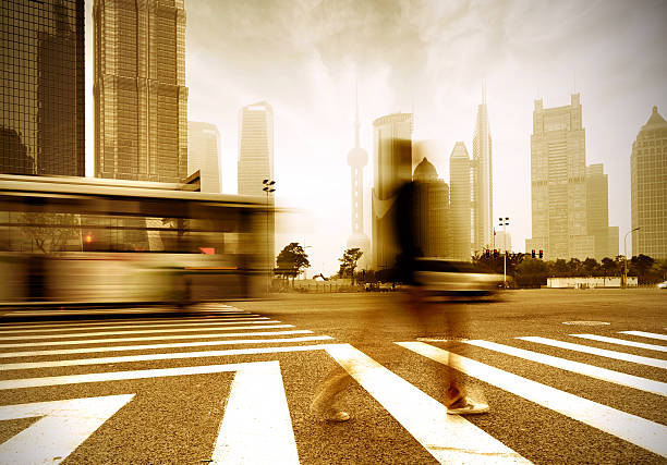 istock Shanghai street and pedestrian 182256809