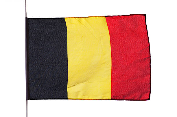 istock Belgian flag in the wind on a white background 182256929