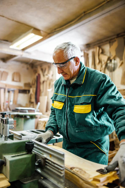 istock Technician makes furniture parts in workshop 1822576884