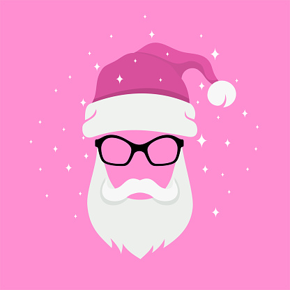 Santa Claus hat, mustache, beard, and eyeglasses - quintessential Christmas elements embodying the festive spirit.