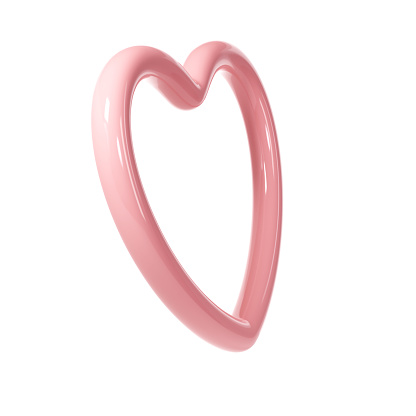 3d pink glossy heart frame on white background. Suitable for Valentine day, Mother day, Women day, sticker, greeting card. February 14th.