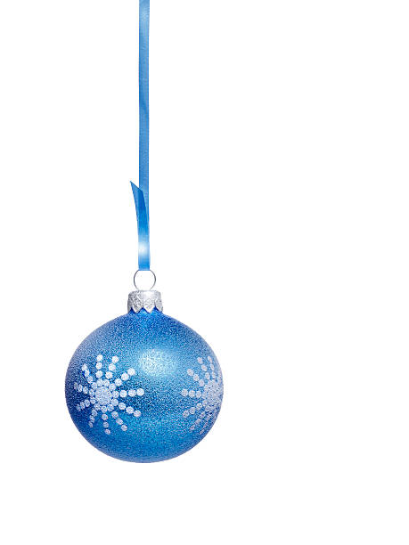 istock blue christmass ball on the same color ribbon 182259491