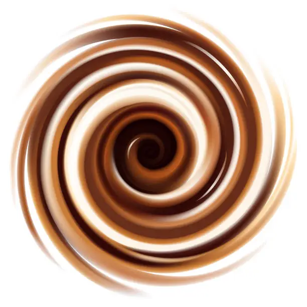 Vector illustration of Milk and chocolate swirl, abstract cream texture background