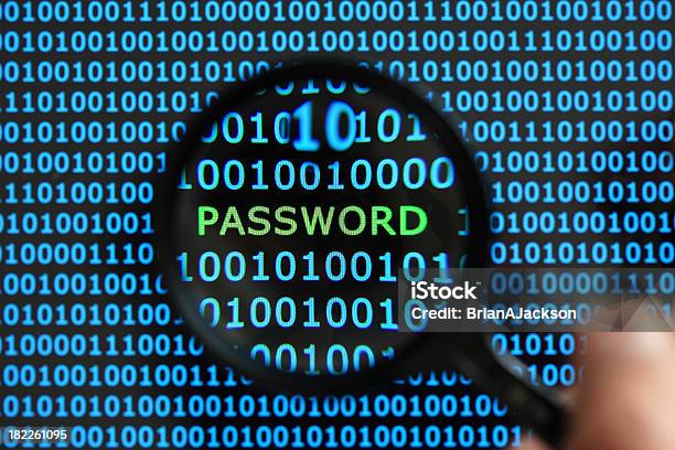 Password Security Stock Photo - Download Image Now - Computer Crime, Computer Hacker, Magnifying Glass