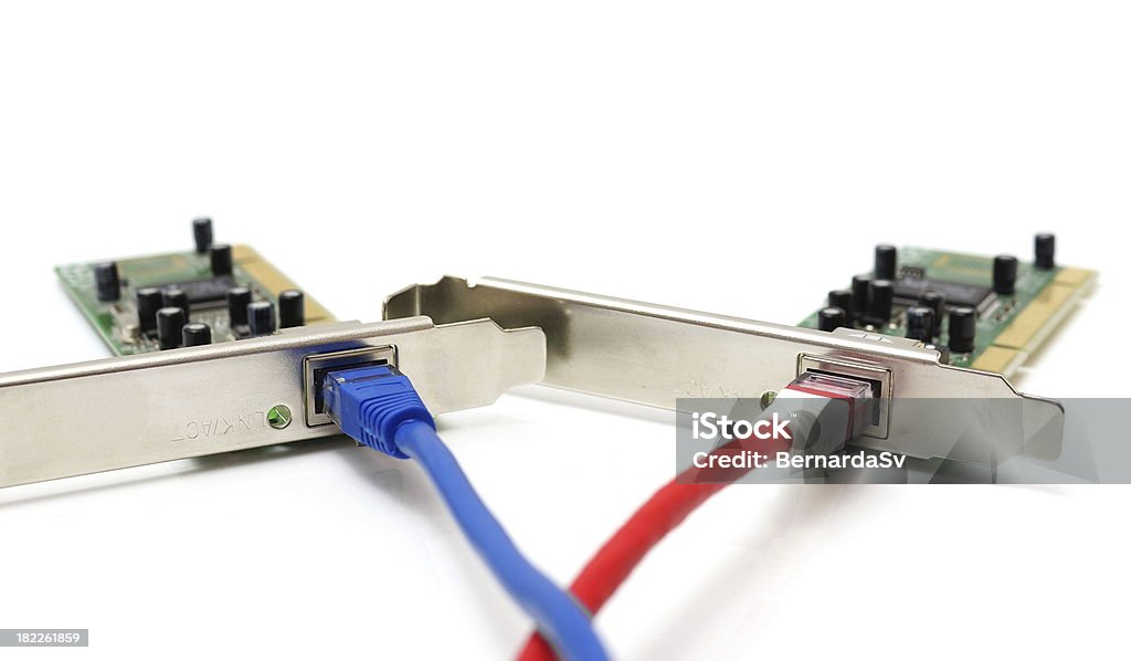 Dos tarjetas de red con cable LAN - Foto de stock de Adaptador libre de derechos