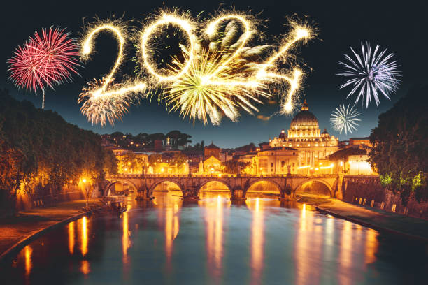 istock Fireworks in Italy in Rome 1822621606
