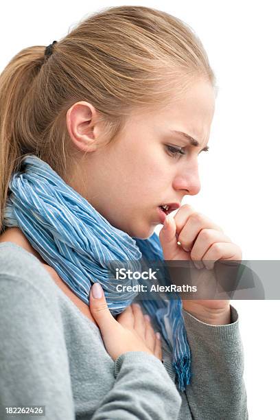 Young Woman Experiencing Cough And Congestion Stock Photo - Download Image Now - 20-29 Years, Adult, Aggression