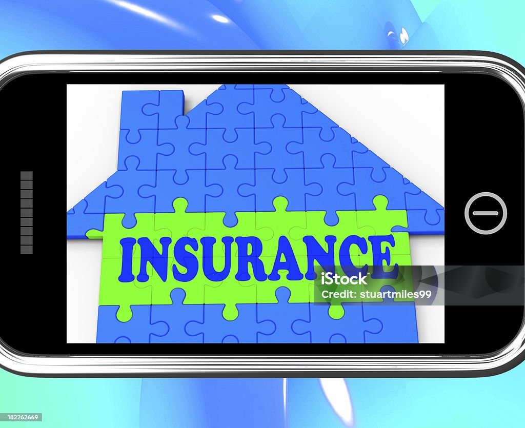Insurance On Smartphone Showing House Financial Security Insurance On Smartphone Showing House Financial Security And Protection Home Insurance Stock Photo