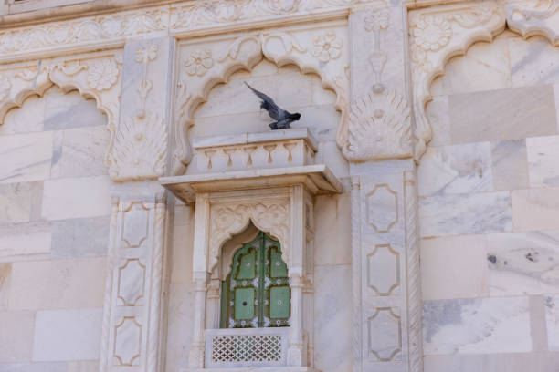Jodhpur, Rajasthan, India - September 25 2021: Architecture view of jaswant thada cenotaph made with white marble in jodhpur built in 1899.