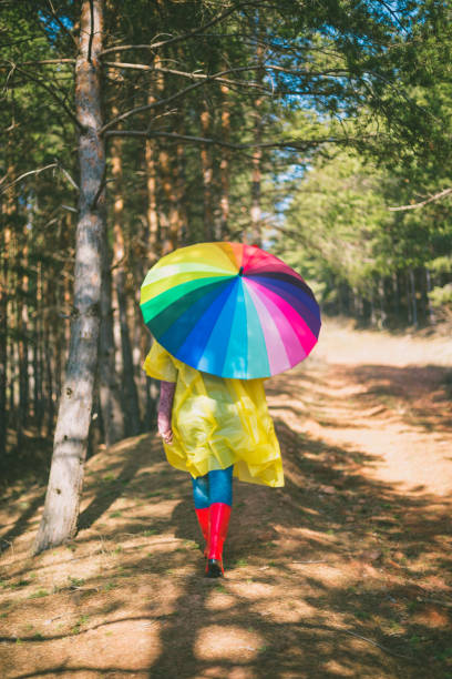 istock Woman with backpack walking in forest at autumn 1822641893