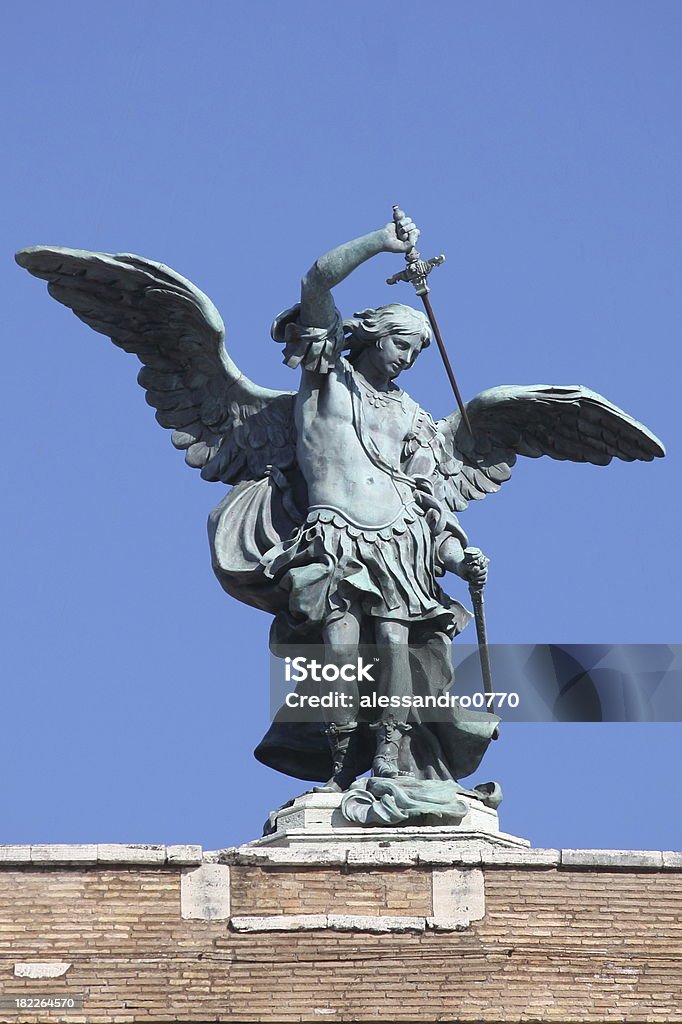 Saint Michael Archangel Saint Michael Archangel statue on the top of Saint Angel castle in Rome, Italy Archangel Michael Stock Photo