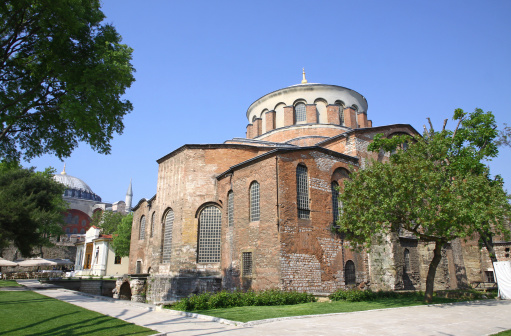Hagia Irene church (Aya Irini) in the park of Topkapi Palace in Istanbul, Turkey