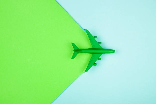 istock Sustainable aviation concept - green plane. Banner image, copy space. 1822697169