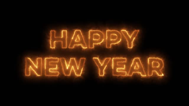 4K video of new year 2024 on black background with neon animation.
