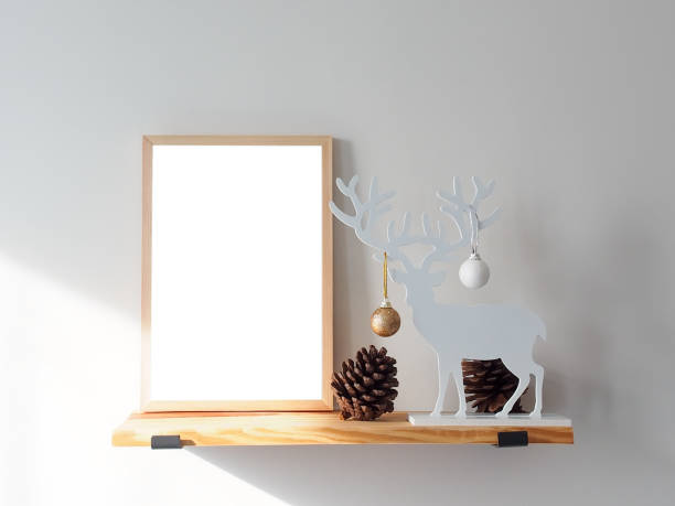 istock Wooden frame mockup in Christmas season concept 1822703402
