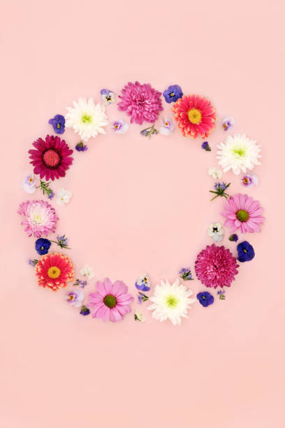 istock Spring Flower Wreath Decoration on Pink 1822707269