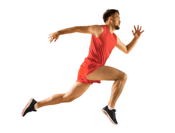 istock An athletic young man in red is running 1822707803